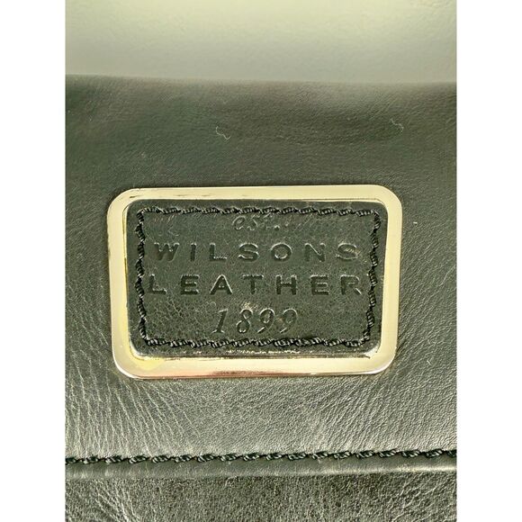 Wilsons genuine leather shoulder satchel, doctor bag, black, vtg - Picture 5 of 12
